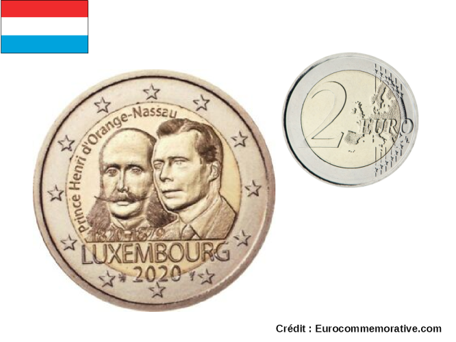 2€ Euros Commémorative Luxembourg 2020 Prince Henri d'Orange Nassau