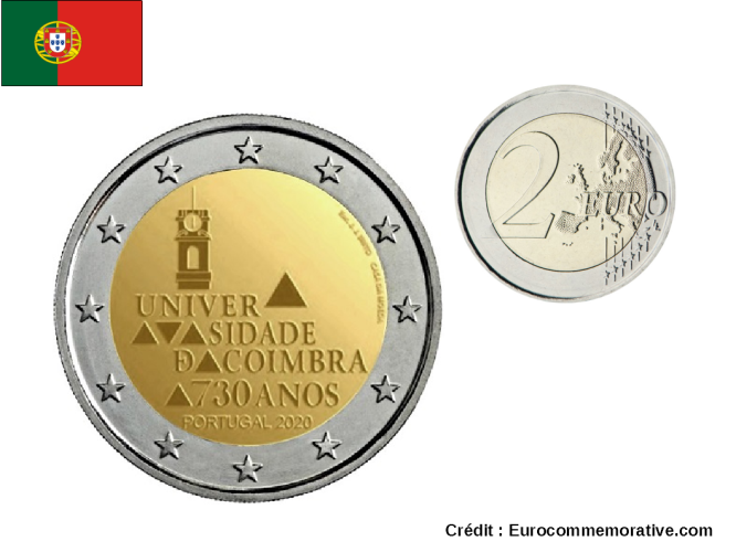 2€ Euros Commémorative Portuigal 2020 Université de Coimbra