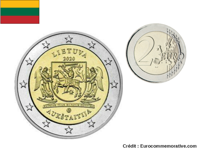 2€ Euros Commémorative Lituanie 2020 Aukstaitija