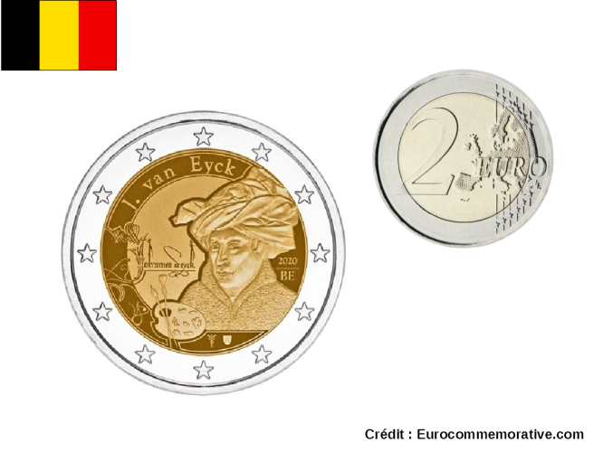 Coincard BU 2€ Euros Commémorative Belgique 2020 Van Eyck Version FR