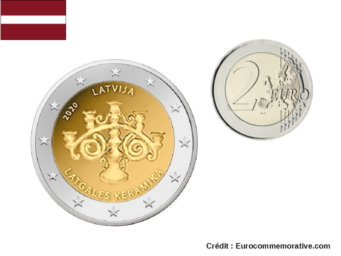 2€ Euros Commémorative Lettonie 2020 Ceramique de Latgale