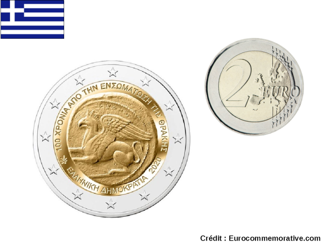 2€ Euros Commémorative Grèce 2020 Union Thrace et Crète