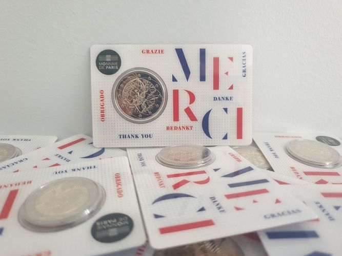 Coincard BU 2€ Euros Commémorative France 2020 Recherche Médicale MERCI