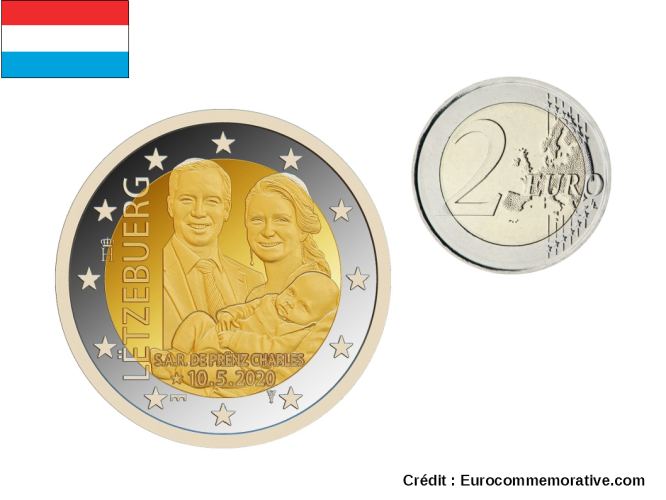 2€ Euros Commémorative Luxembourg 2020 Naissance P. Charles Version Relief