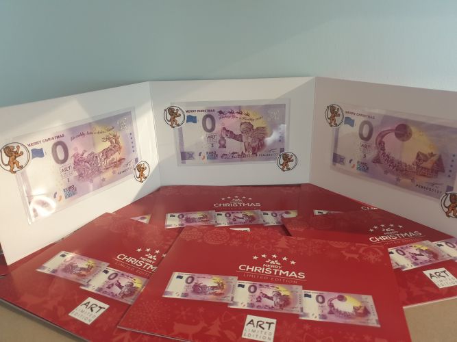 Encart 3 Billets Euros Souvenir Merry Christmas 2020 ITALIA / MALTA / HOLLAND