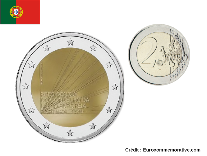 2€ Euros Commémorative Portugal 2021 Presidence Européenne