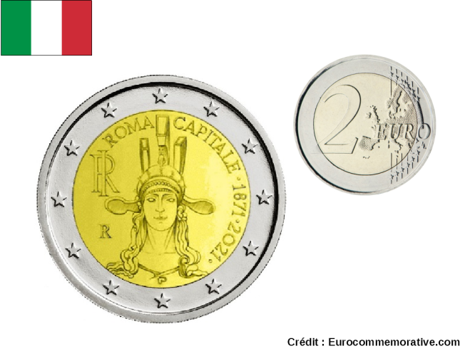 2€ Euros Comémmorative Italie 2021 ROMA Capitale