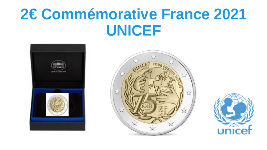 Coffret BE Proof 2€ Euros Commémorative France 2021 UNICEF