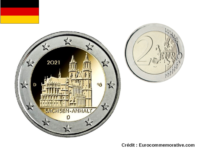 2€ Euros Commémorative Allemagne 2021 Lander Sachsen Anhalt