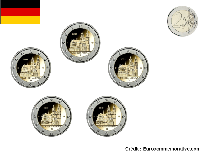 2€ Euros Commémorative Allemagne 2021 Lander Sachsen Anhalt x 5 Ateliers