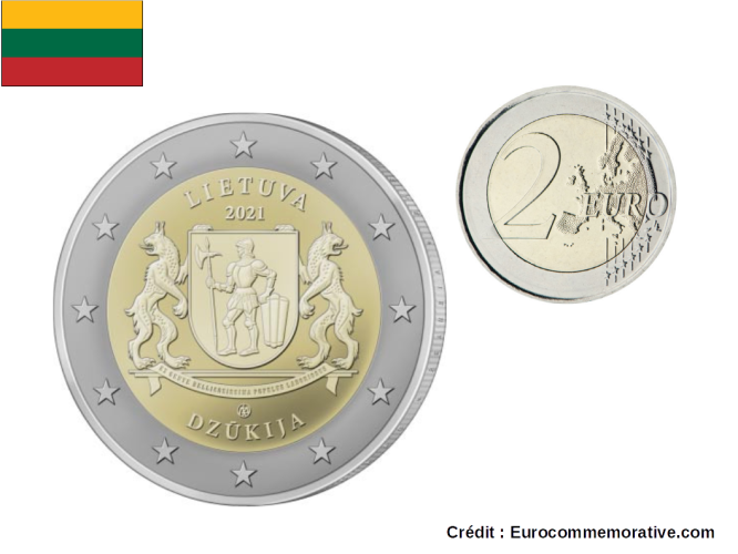 2€ Euros Commémorative Lituanie 2021 Dzukija