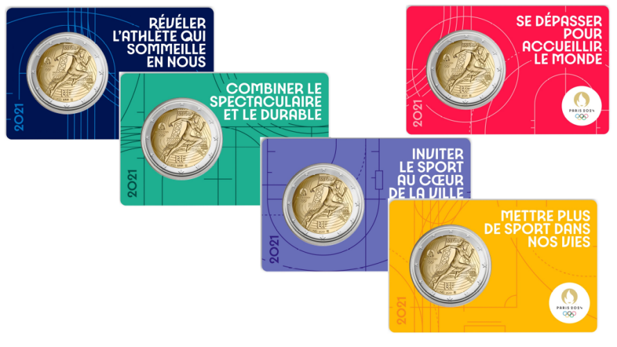 Lot 5 x 2 Euros Commémorative Paris 2024 Année 1