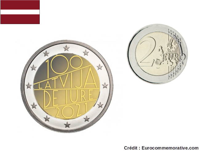 2€ Euros Commémorative Lettonie 2021 100 Ans Jure