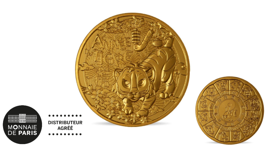 1/4 Quarter Euros France Monnaie de Paris 2022 Horoscope Année Tigre