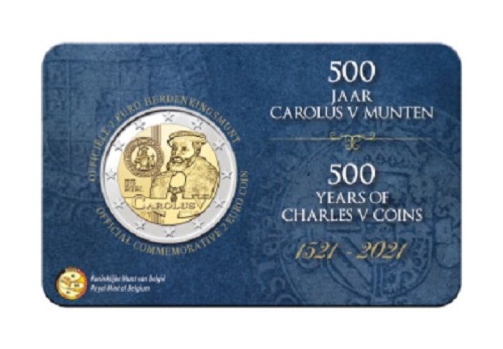 Coincard BU 2€ Euros Commémorative Belgique 2021 500 Ans Carolus version NL