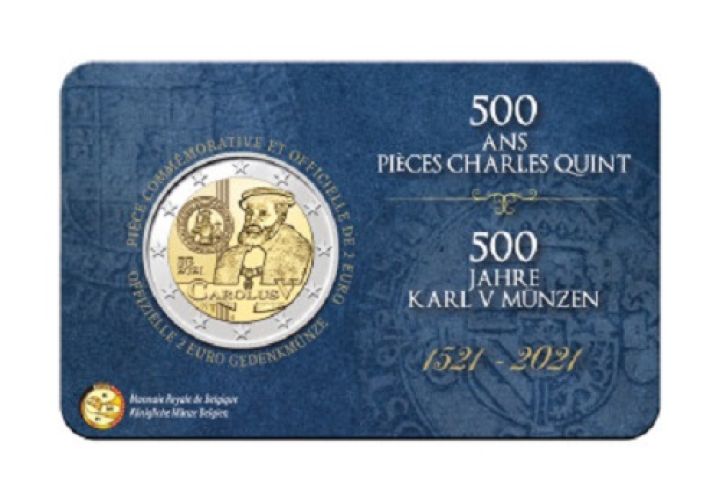 Coincard BU 2€ Euros Commémorative Belgique 2021 500 Ans Carolus version FR