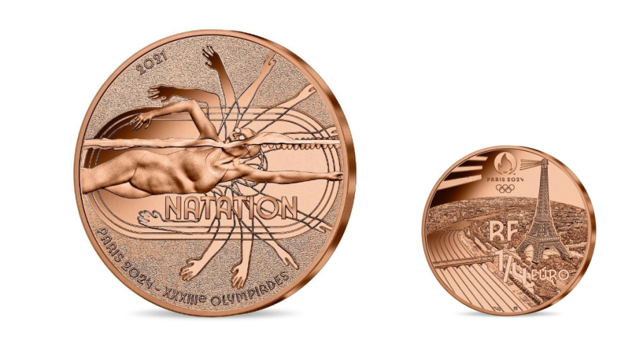 1/4€ Euros Quarter Monnaie de Paris 2024 Natation 2021