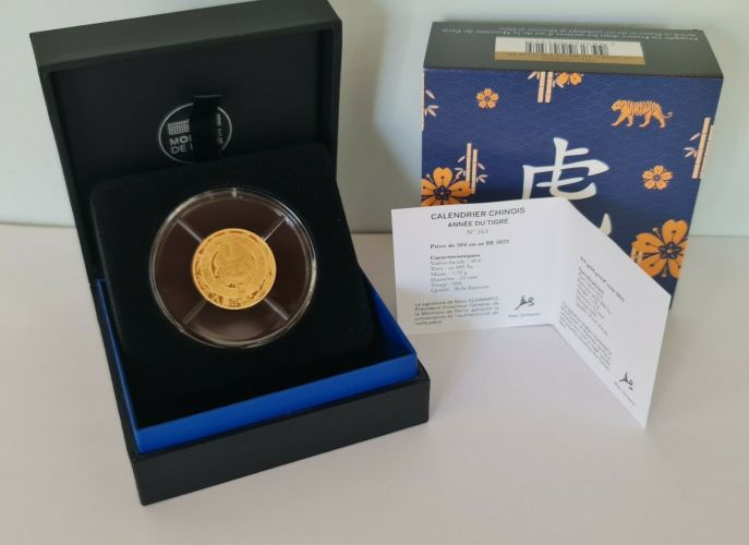 Coffret 50€ Or Gold 999/1000 2022 Zodiac Année du Tigre