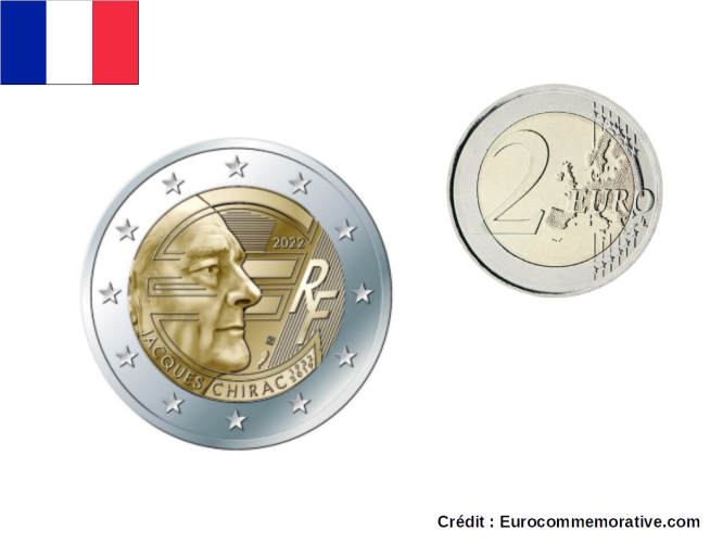 2€ Euros Commémorative France 2022 Jacques Chirac