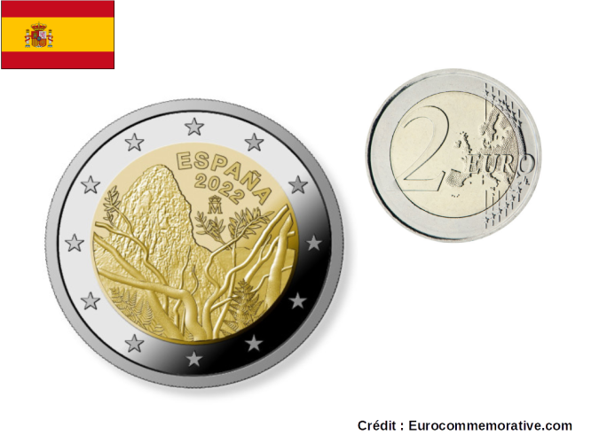 2€ Euros Commémorative Espagne 2022 Parc Garajonay