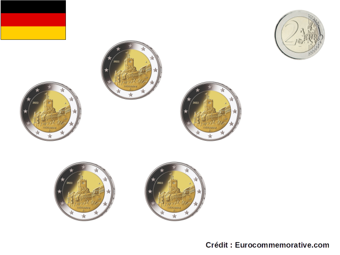 Lot 5 x 2€ Euros Comémmorative Allemagne 2022 Lander - Wartburg - 5 Ateliers