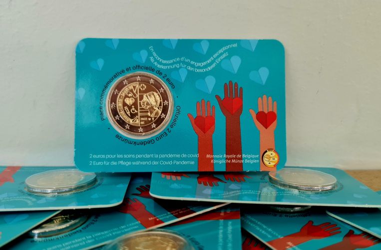 Coincard BU 2€ Euros Commémorative Belgique Soins Covid Version FR