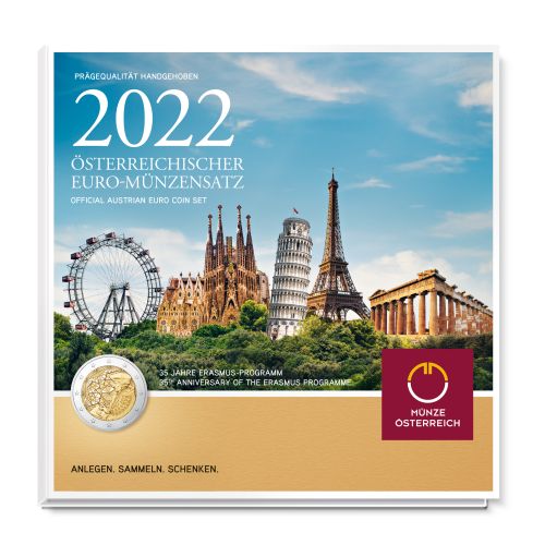 Coffret BU Euros Autriche 2022 Avec 2€ Erasmus