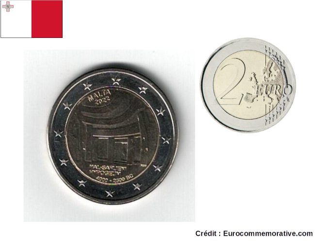 Coincard 2€ Euros Commémorative Malte 2022 Temple Hal Saflieni Hypogeum