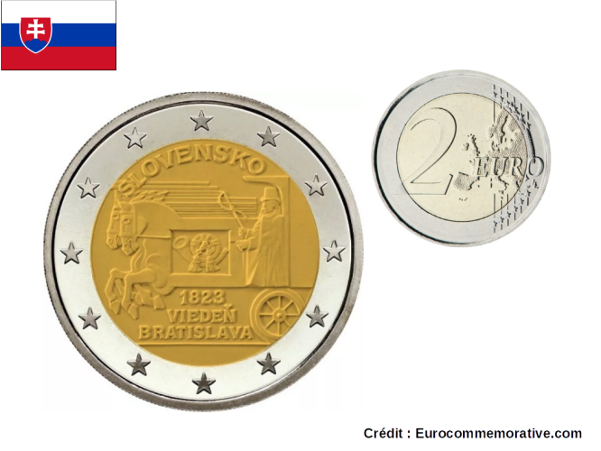 2€ Euros Commémorative Slovaquie 2023 Voie Postale Hippomobile
