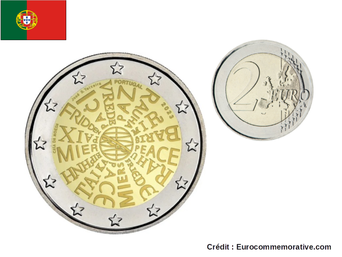 2€ Euros Commémorative Portugal 2023 Paix des Nations