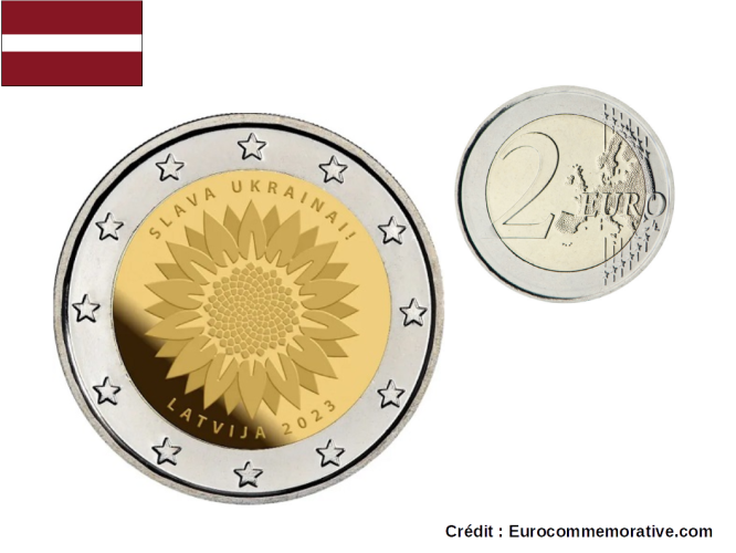 2€ Euros commémorative Lettonie 2023 "Tournesol Ukrainien"