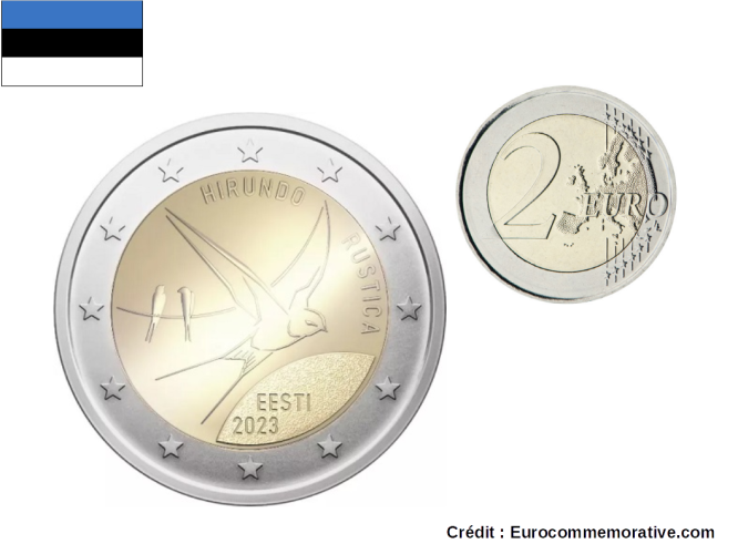 2€ Euros Commémorative Estonie 2023 Hirondelle