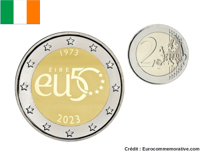 2€ Euros Commémorative Irlande 2023 50 Ans Adhésion Union Européenne