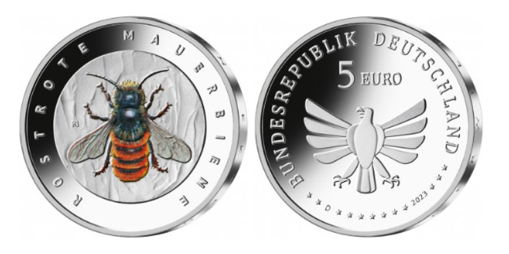 5€ Euros Commémorative Allemagne Insectes 4/9 Abeille - Rostrote Mauerbiene
