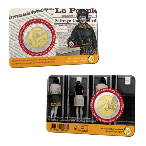 Coincard 2€ Euros Commémorative Belgique 2023 Vote des Femmes Version FR
