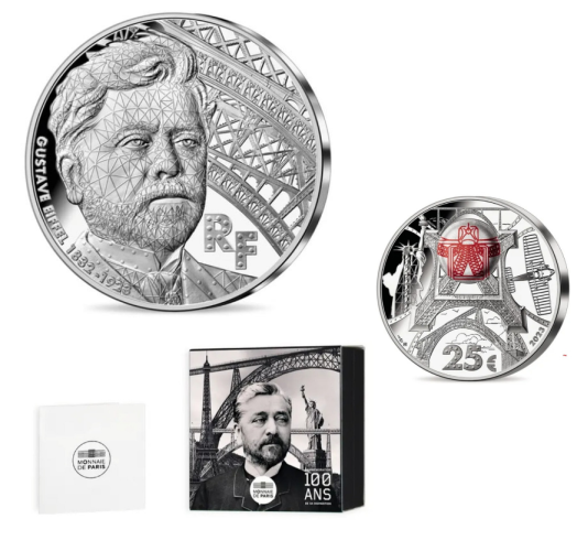 Coffret 25€ Euros Argent 999/1000 Gustave Eiffel 2023 Avec Puce