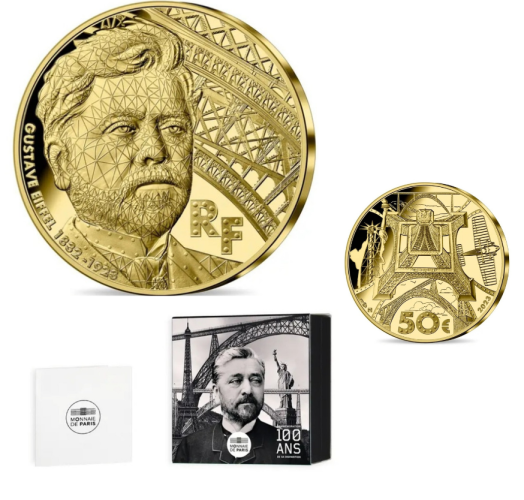 Coffret 50€ Euros Or Gold 999/1000 Gustave Eiffel 2023 - 1/4 Oz