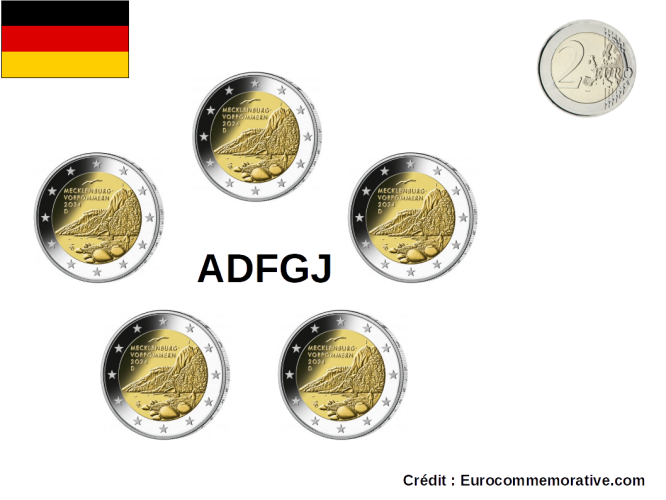 5 x 2€ Euros Commémorative Allemagne 2024 Mecklenbourg - 5 Ateliers