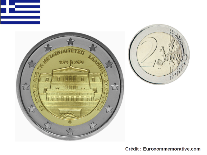 2€ Euros Commémorative Grèce 2024 Démocratie en Grèce