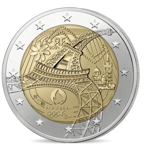 2 Euros Commémorative France 2024 Paris 2024 ''Tour Eiffel'' UNC