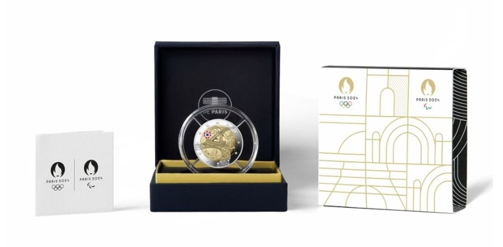 Coffret 2 Euros Commémorative France 2024 Paris 2024 ''Tour Eiffel'' Colorisée