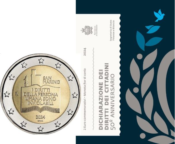 Coincard 2€ Euros BU Saint-Marin 2024 Droits de l'Homme