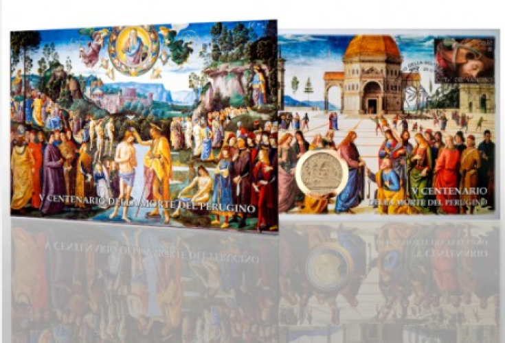 Encart 2€ Euros Commémorative + Timbre Vatican 2023 Perugino