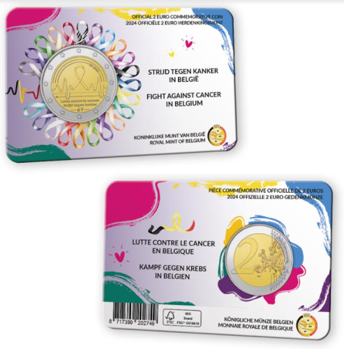 Coincard 2€ Euros Commémorative Belgique 2024 Cancer - Version NL