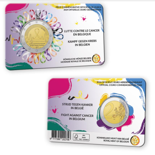 Coincard 2€ Euros Commémorative Belgique 2024 Cancer - Version FR