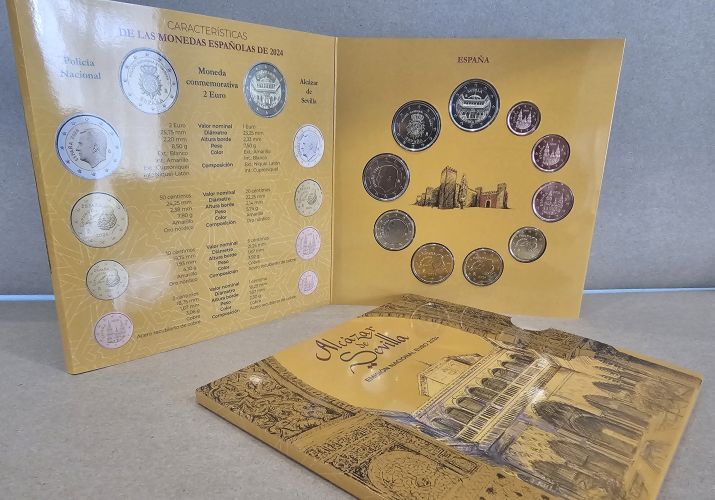 Serie Euros Espagne 2024 - 10 pièces 1 cent à 2 Euros avec Seville et Police