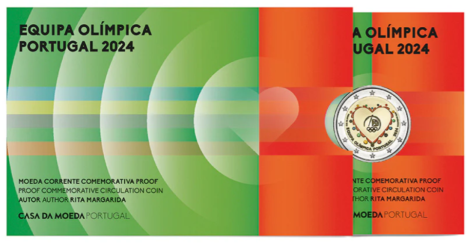 Coincard BE 2€ Euros Commémorative Portugal 2024 Equipe Olympique COLORISEE