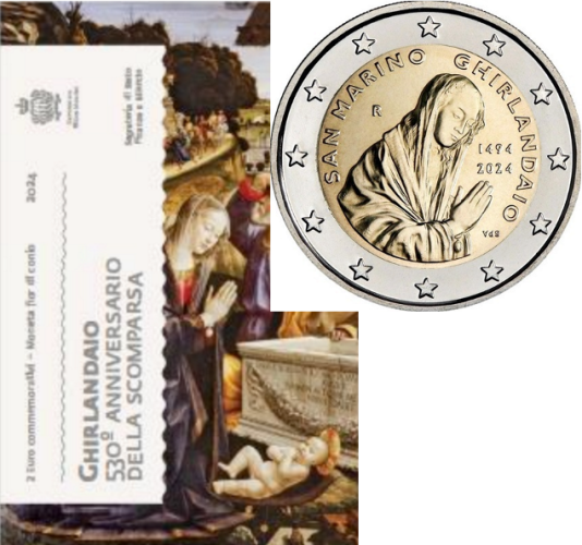 Coincard 2€ Euros BU Saint-Marin 2024 Ghirlandaio