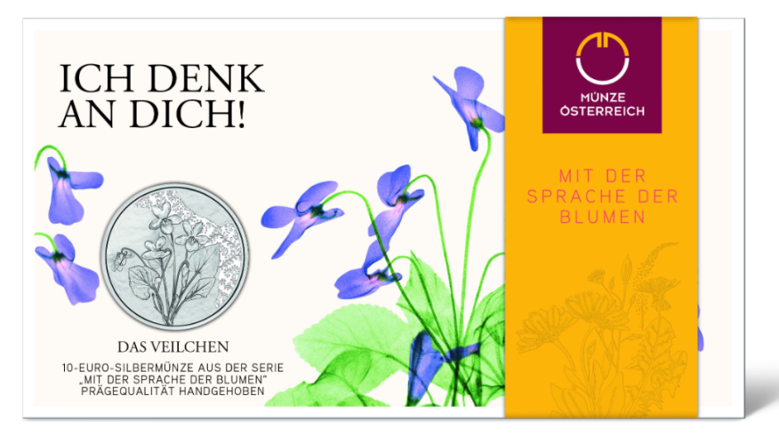 Coincard 10€ Euros Autriche 2024 Argent 925 Langage des Fleurs ''Violette''