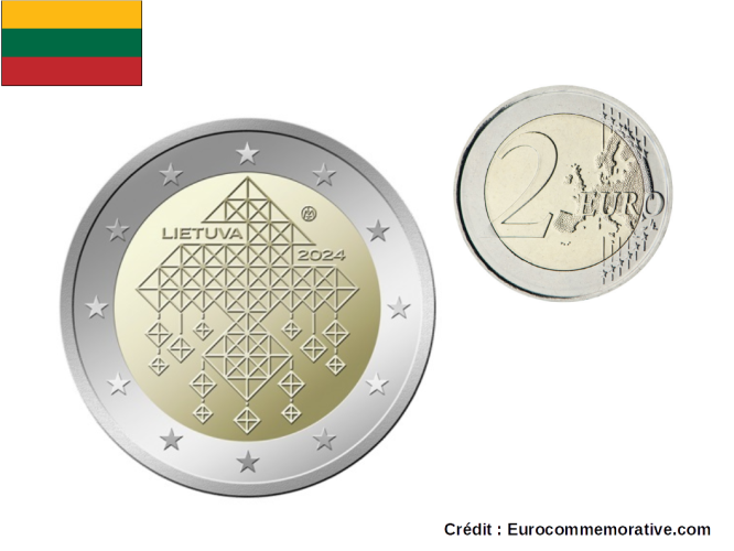 2€ Euros Commémorative Lituanie 2024 Unesco Jardins de Paille